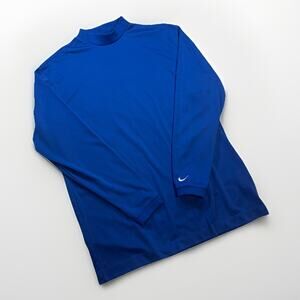 Nike Golf Dri-Fit Pullover Long Sleeve Shirt Mens Large Blue Mock Neck Swoosh